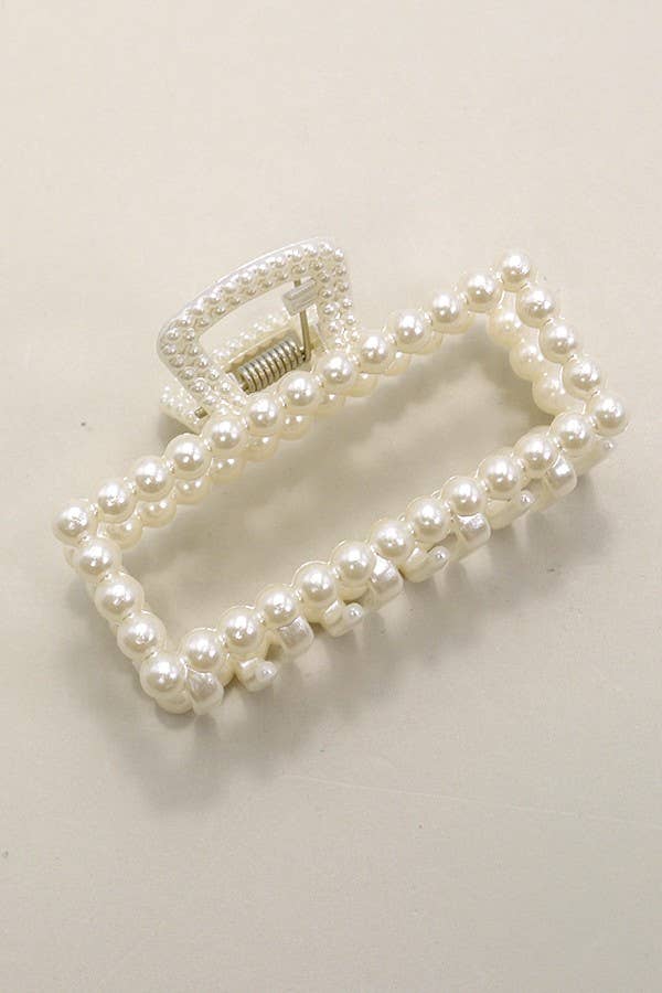 PEARL HAIR CLAW CLIPS |RECTANGLE