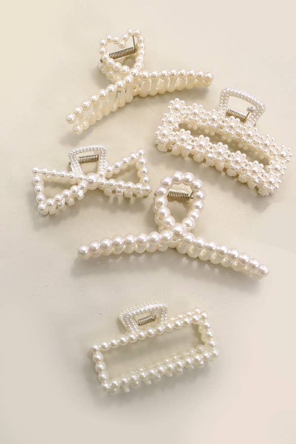 PEARL HAIR CLAW CLIPS | BOW