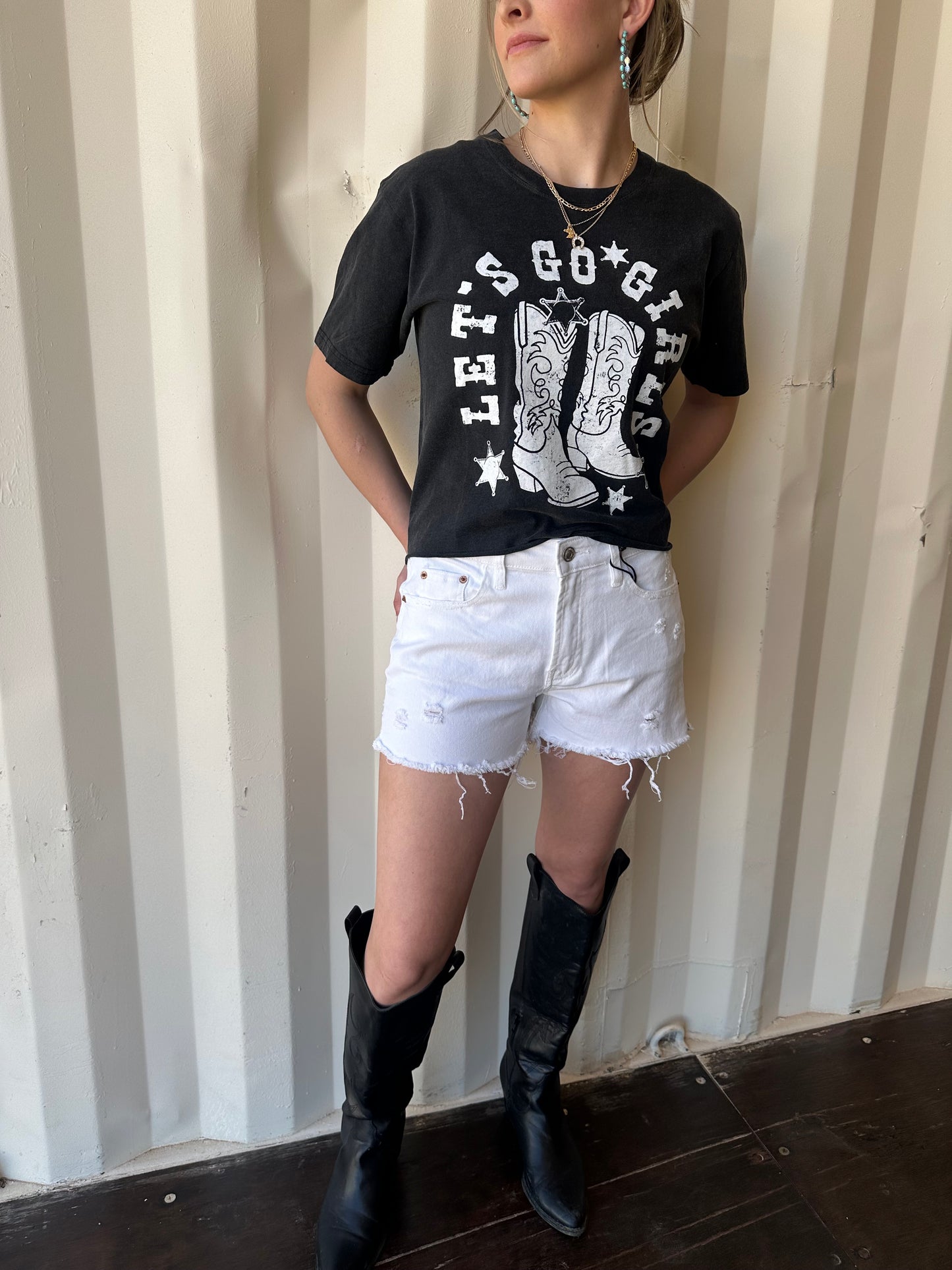 White - High Rise Distressed Raw Hem Denim Shorts: White