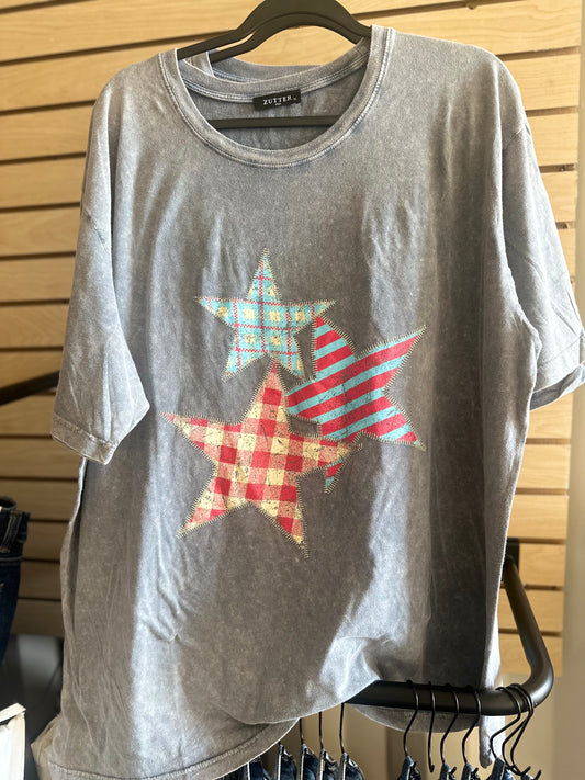 Vintage Gingham Plaid Stars