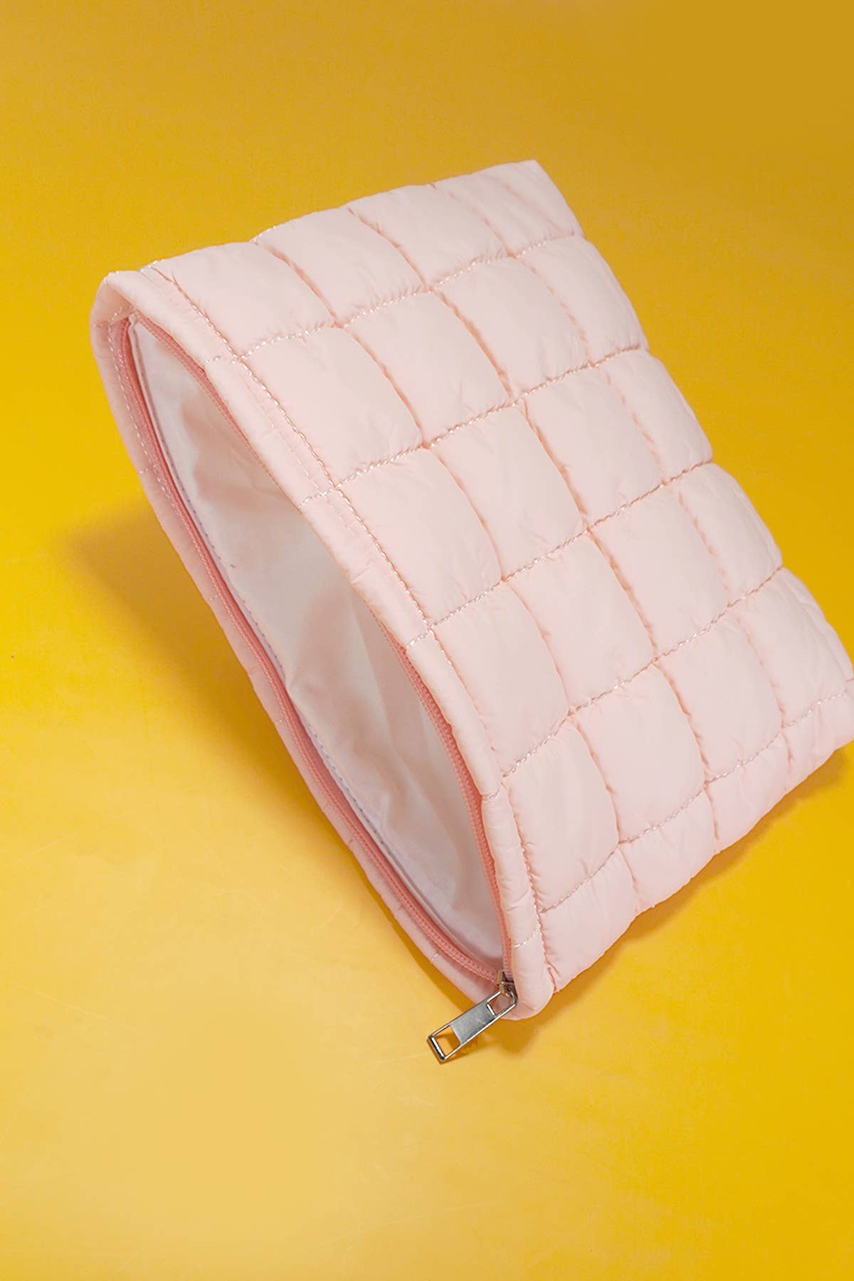 QUILTED PUFFY COSMETIC MAKEUP POUCH CLUTCH BAG |Fuchsia